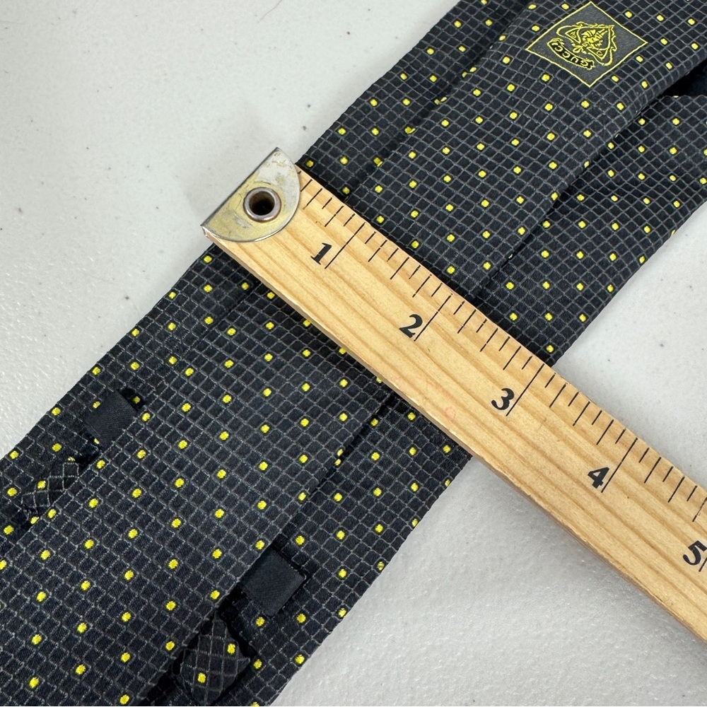 Gucci Silk Tie Gray Yellow Micro Dot Pattern Designer Luxury Necktie - Picture 14 of 16